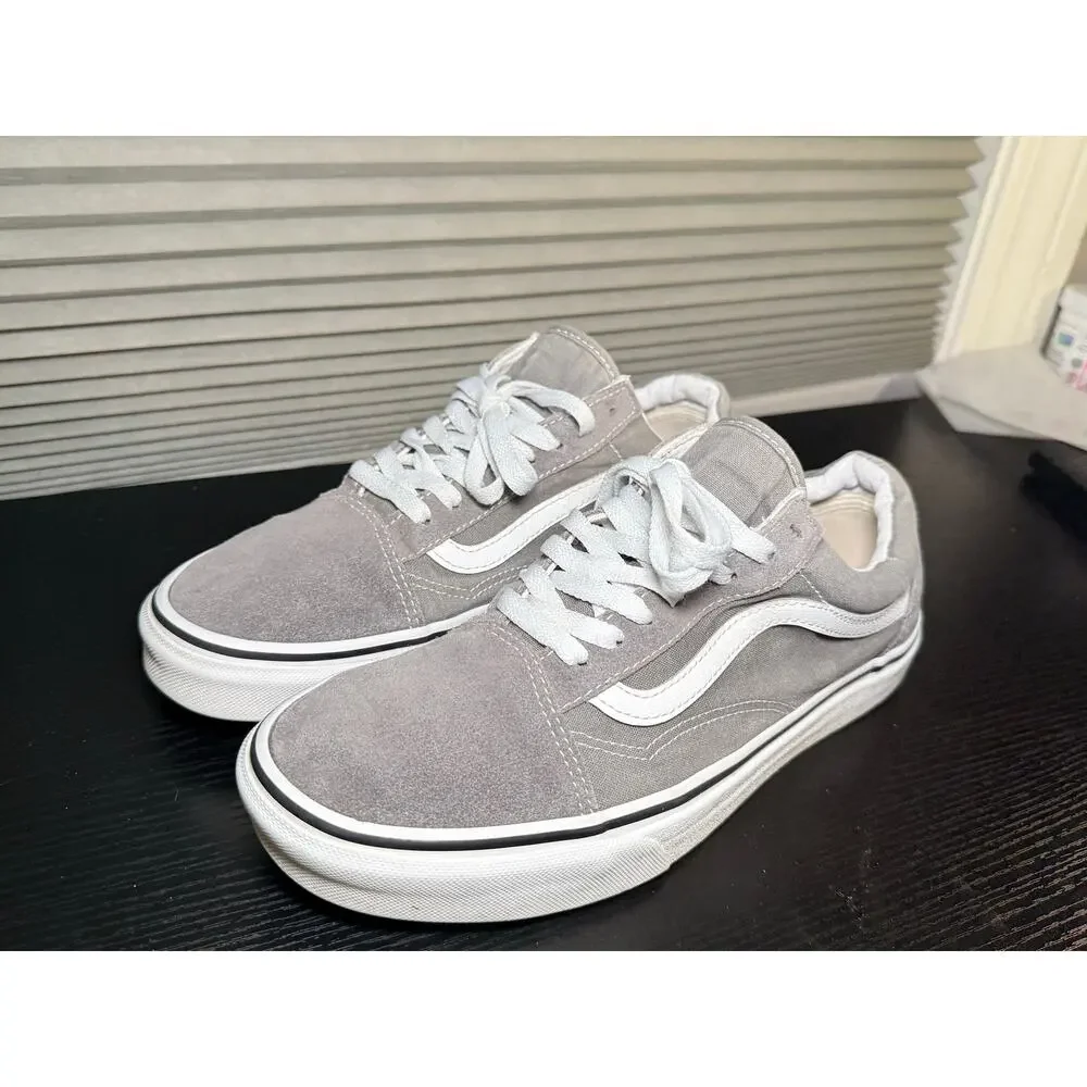 Vans Old Skool Gray White Suede Canvas Sneakers Men’s 8.5 Women’s 10 skate shoes